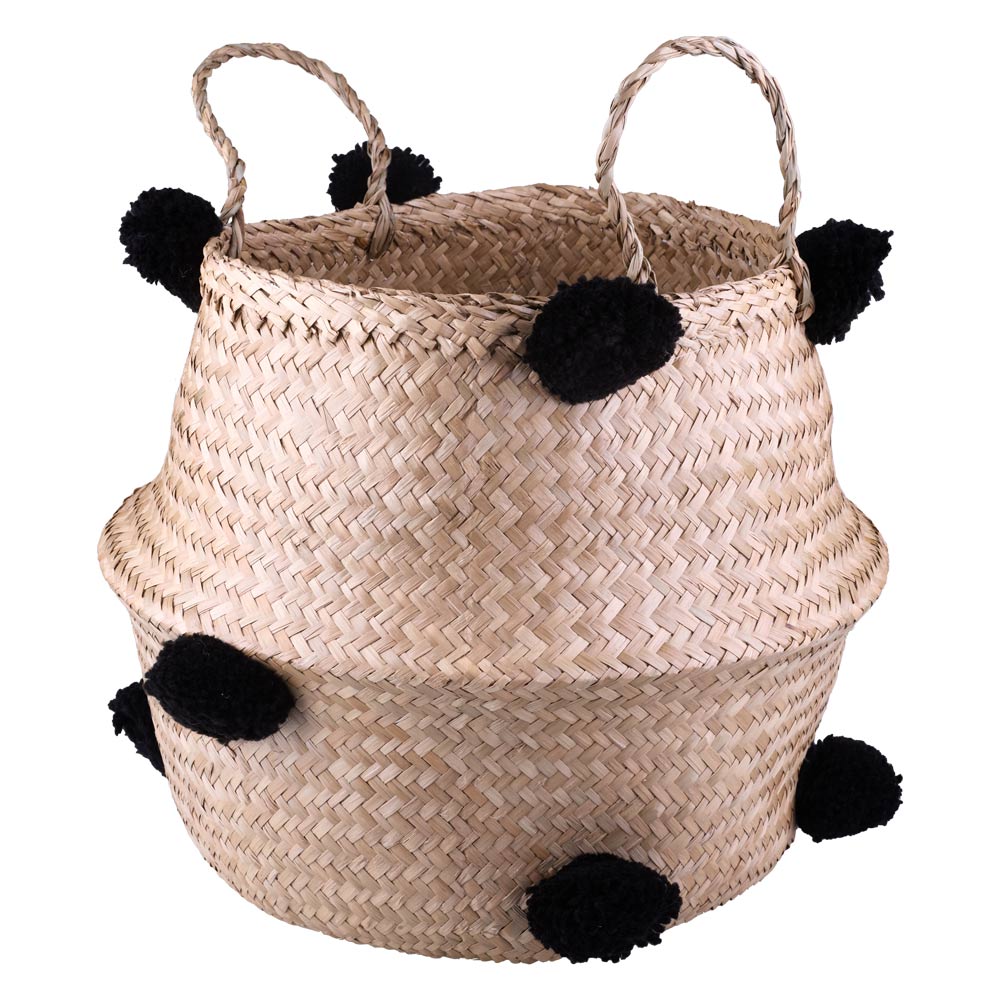 Cesto Decorativo Redondo com Alça Cazza Coconut 44x32cm