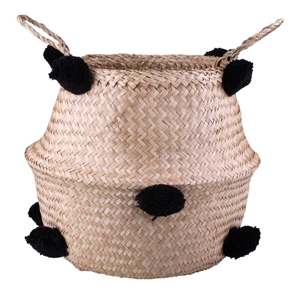 Cesto Decorativo Redondo com Alça Cazza Coconut 44x32cm