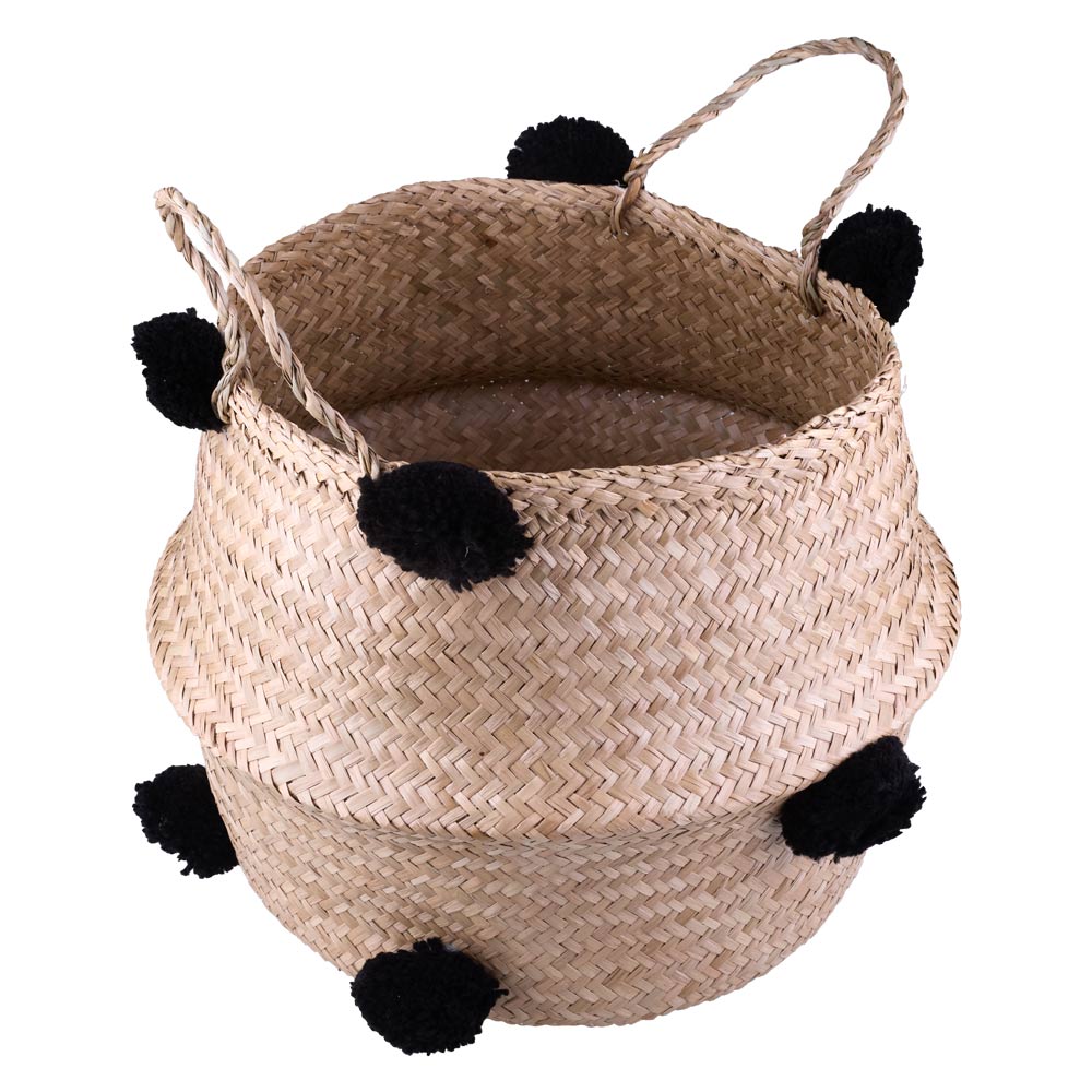 Cesto Decorativo Redondo com Alça Cazza Coconut 44x32cm