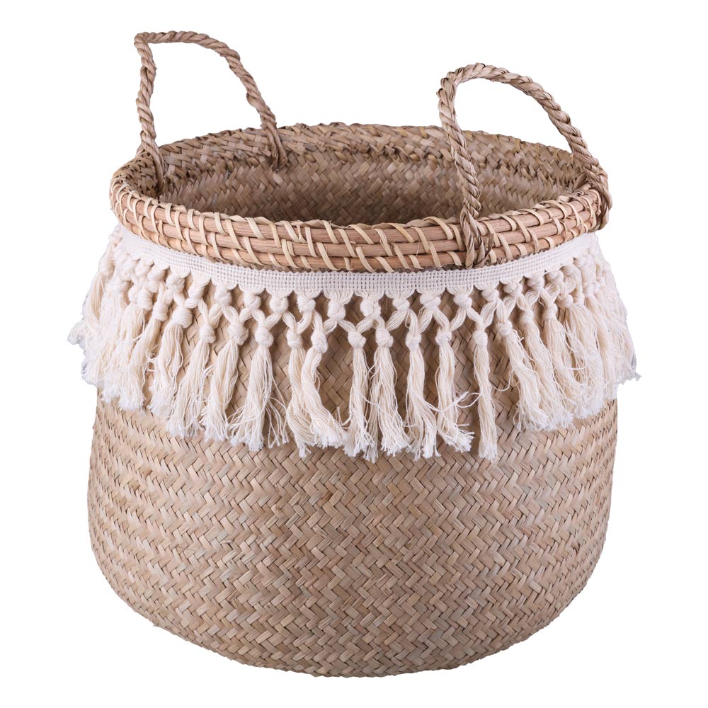 Cesto Decorativo Redondo com Alça Cazza Maré 38x29cm