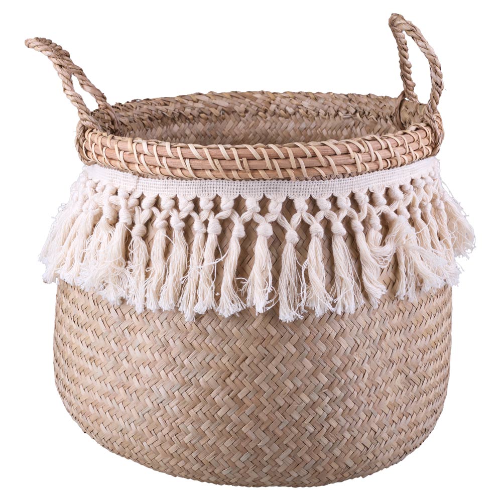 Cesto Decorativo Redondo com Alça Cazza Maré 38x29cm