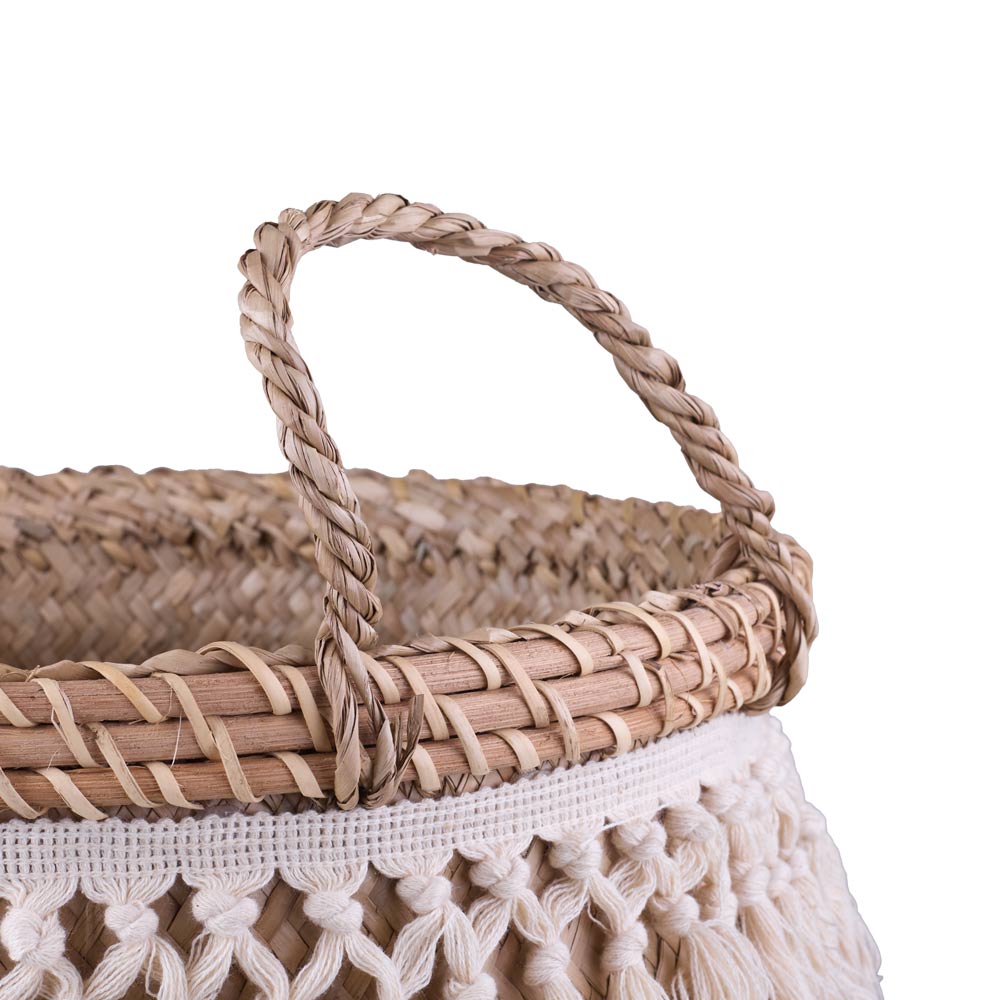 Cesto Decorativo Redondo com Alça Cazza Maré 38x29cm