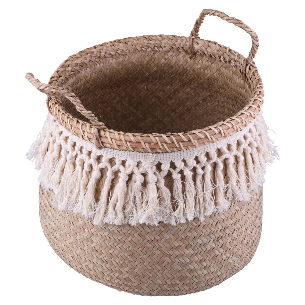 Cesto Decorativo Redondo com Alça Cazza Maré 38x29cm