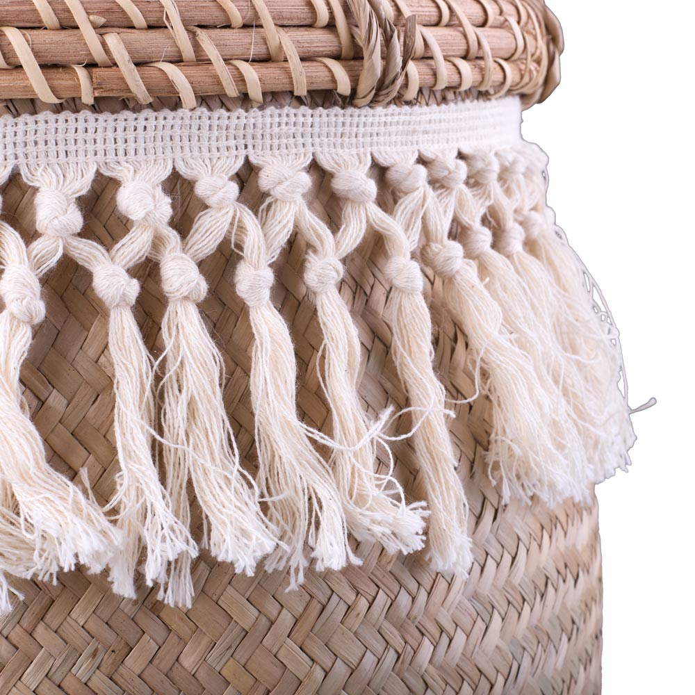 Cesto Decorativo Redondo com Alça Cazza Maré 38x29cm