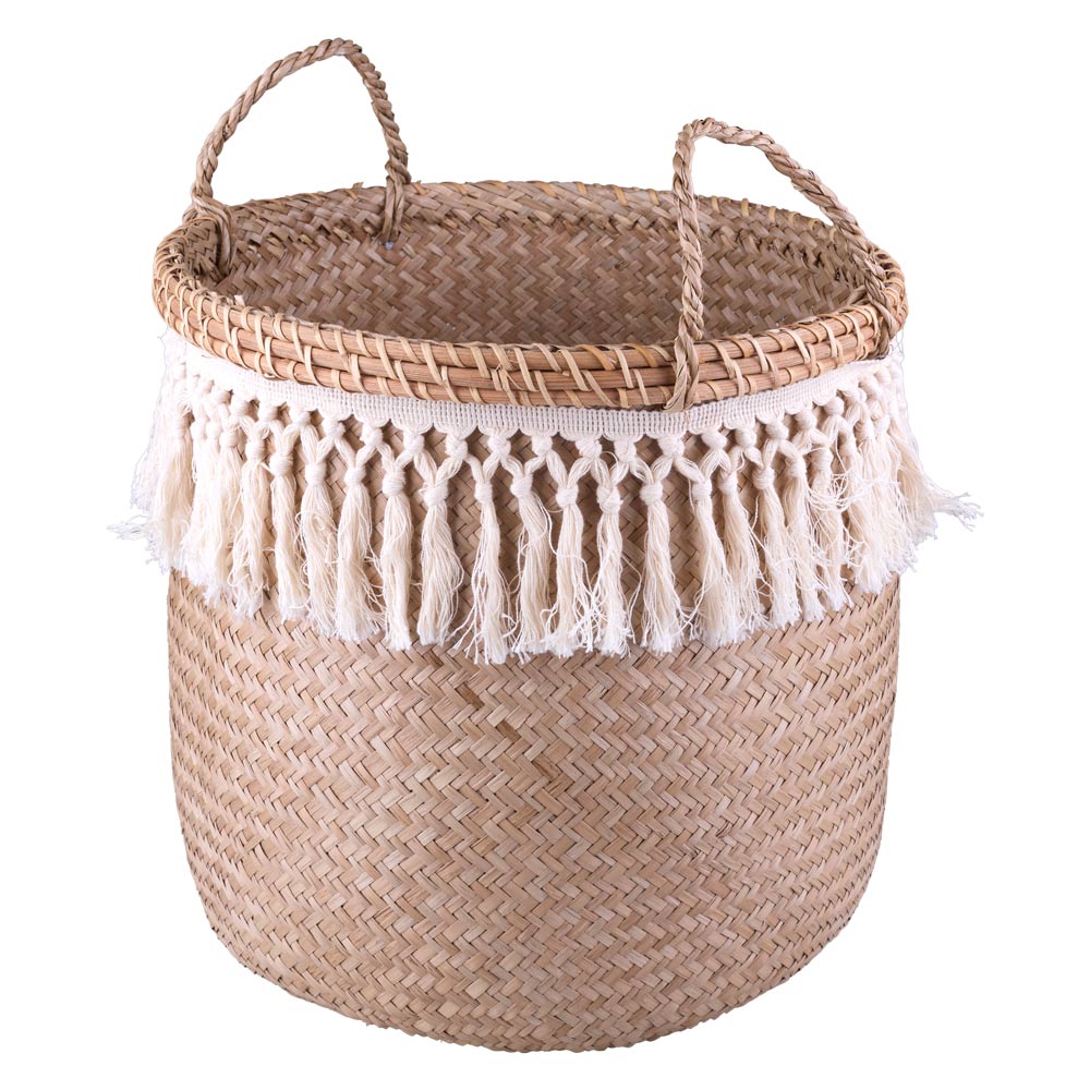 Cesto Decorativo Redondo com Alça Cazza Maré 47x34cm