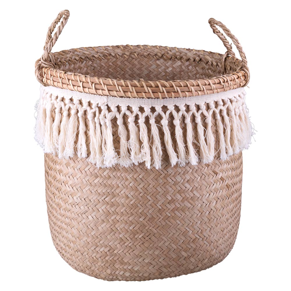 Cesto Decorativo Redondo com Alça Cazza Maré 47x34cm