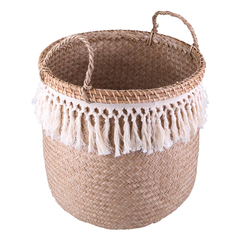 Cesto Decorativo Redondo com Alça Cazza Maré 47x34cm