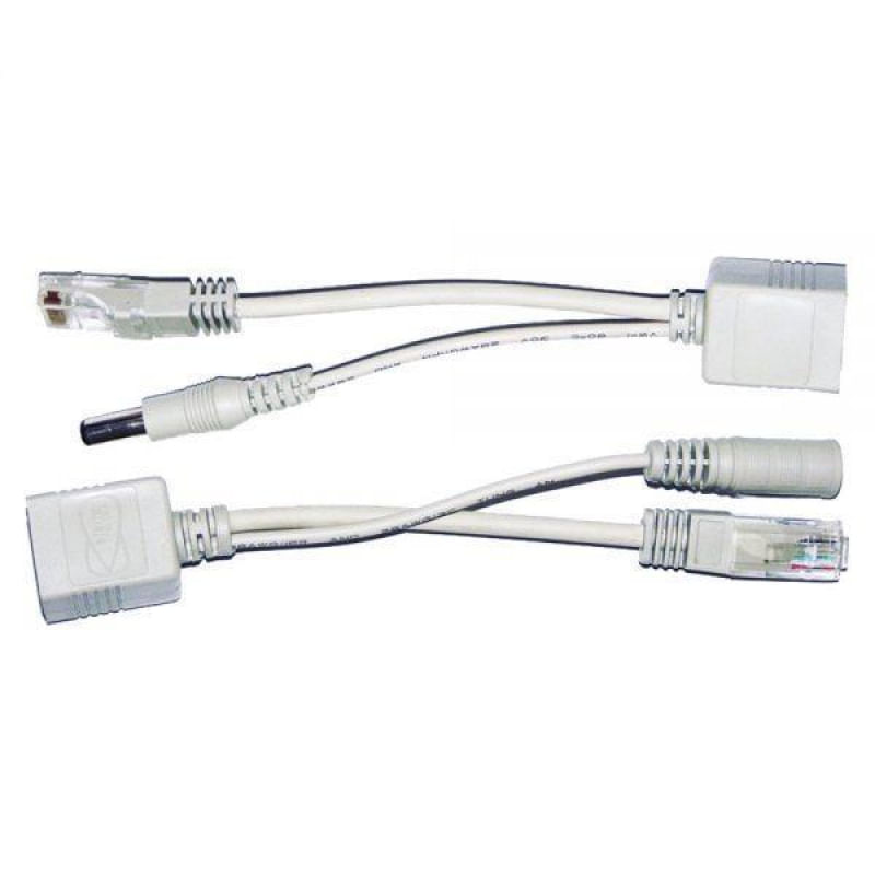 Par De Cabo Adaptador Injetor Poe Rj45 Macho E Fêmea 20 Cm - Le biscuit