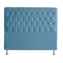 Cabeceira De Cama Box Estrela Queen 160 Cm Suede Botão Cristal Azul Bebê Do Lar Móveis E Decoração