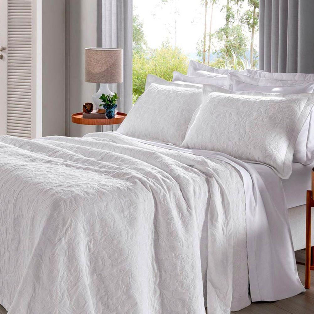 Cobre Leito Buettner Queen Jacquard Dupla Face Cenário Estampado Ravena 3 Peças Branco