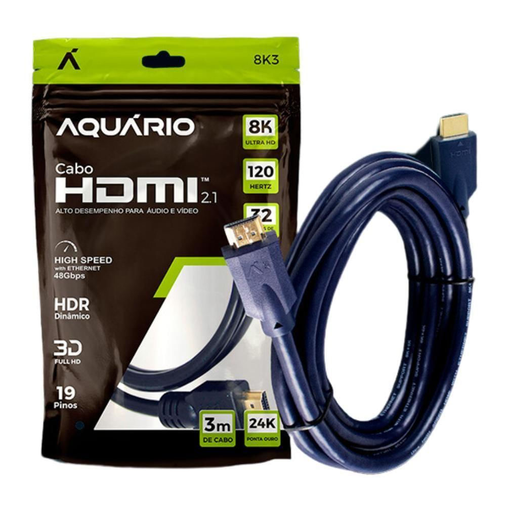 Cabo Hdmi Aquario 8k3 8k Macho X Macho 2.1 3m
