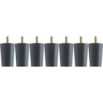 Kit 7 Pés Para Cama Box Casal Pezinhos 6cm Preto em Madeira