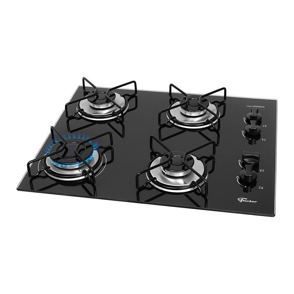 Cooktop A Gás 4 Bocas Fit Line Fischer Preto Bivolt