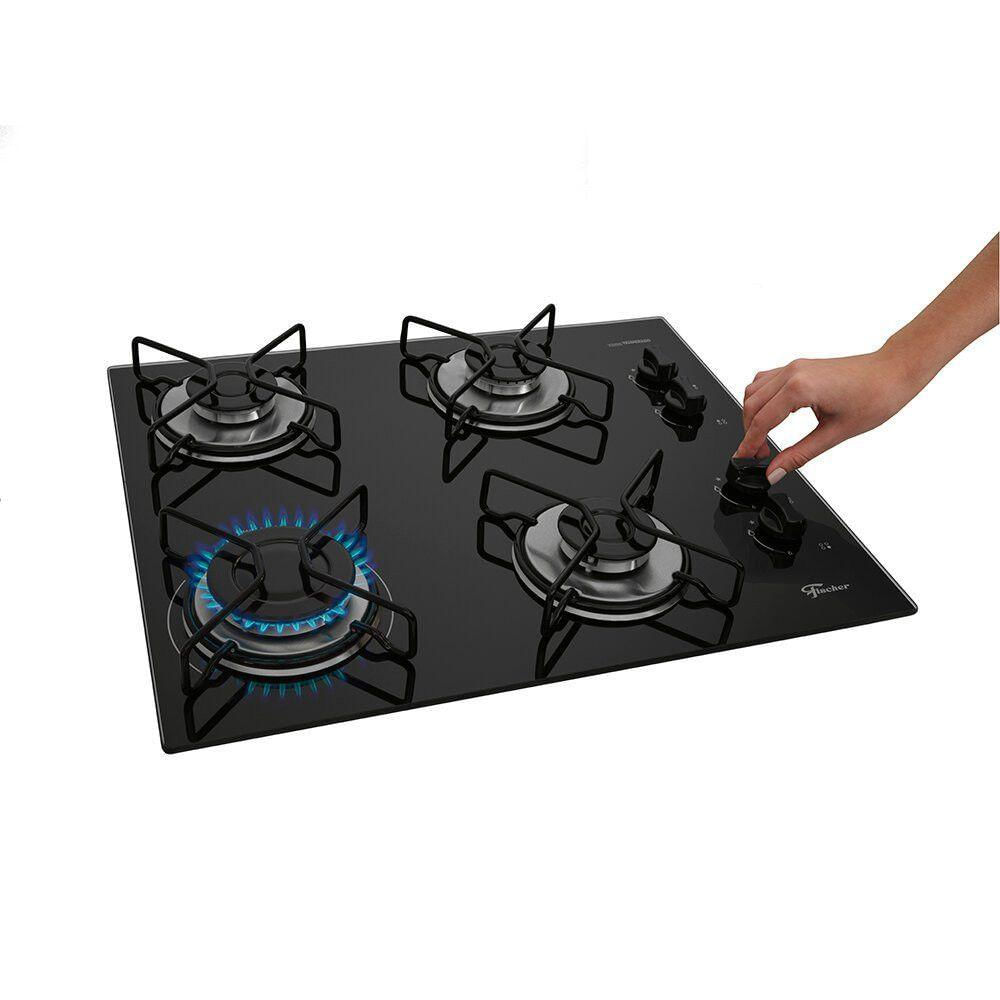 Cooktop A Gás 4 Bocas Fit Line Fischer Preto Bivolt