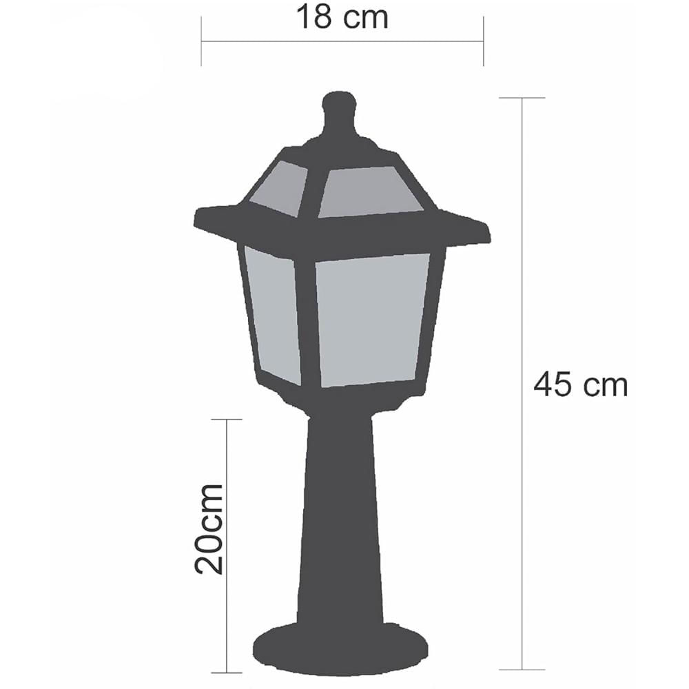 6 Balizadores de Jardim Pretos 45x18cm Luminárias de Chão Externas Ravena Dital Clássico