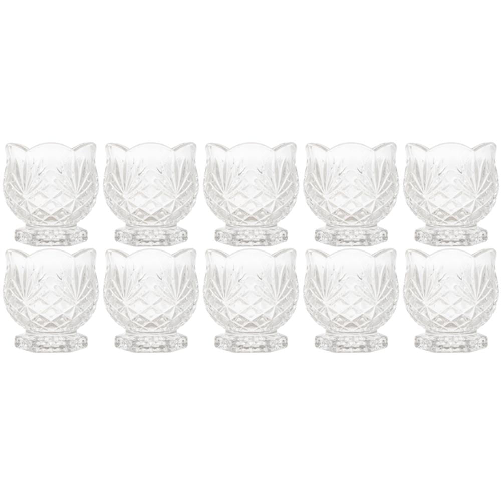 Kit 10 Porta Talheres 8x8cm Mini Organizador de Mesa Dublin Decorativo em Vidro Cristal Lyor