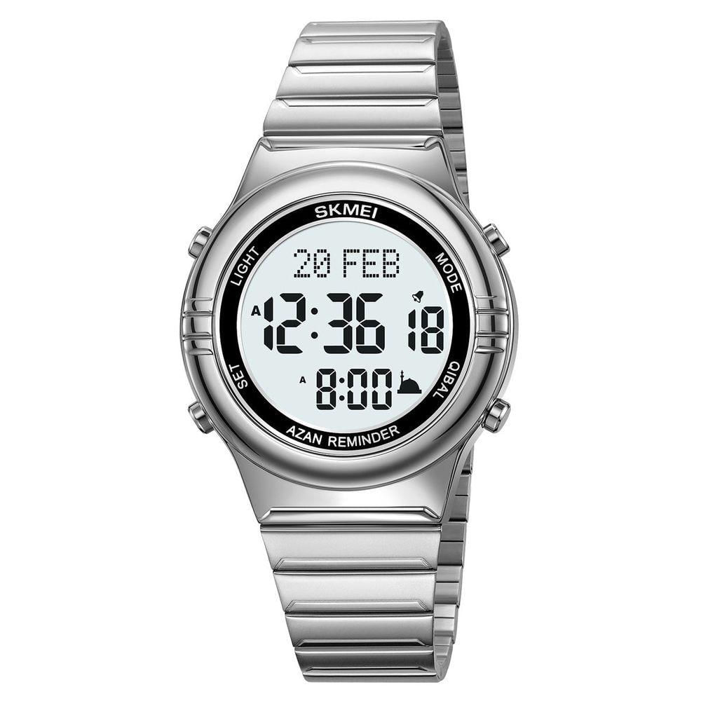 Relógio Digital Masculino Fashion Da Skmei Com Cronômetro Função De Data Resistência À Água Prateado