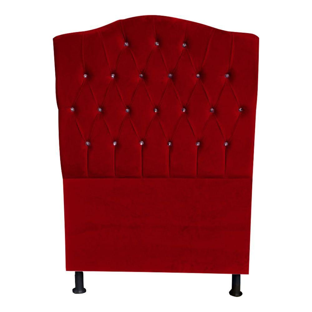 Cabeceira De Cama Box Princesa Solteiro 90 Cm Botão Strass Suede Vermelho Do Lar Móveis