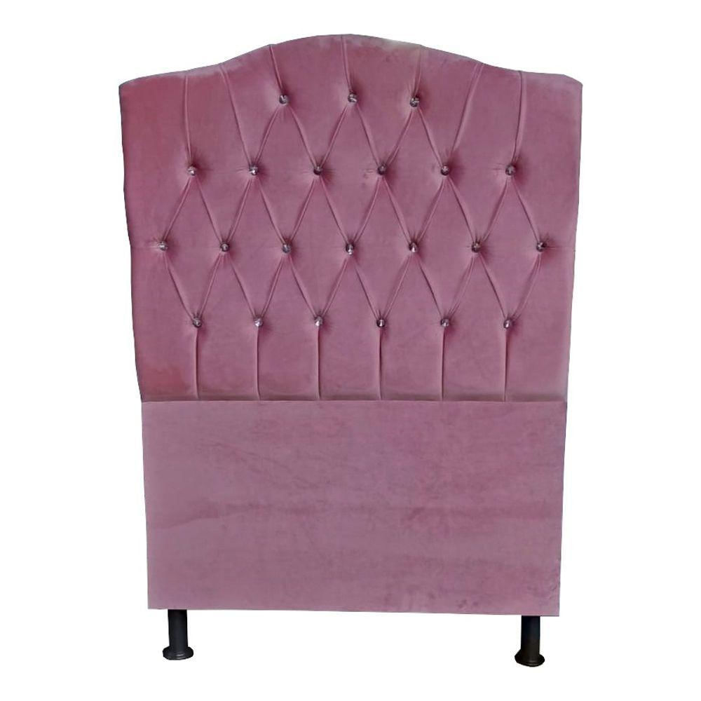 Cabeceira De Cama Box Princesa Solteiro 90 Cm Botão Strass Suede Rosa Bebê Do Lar Móveis