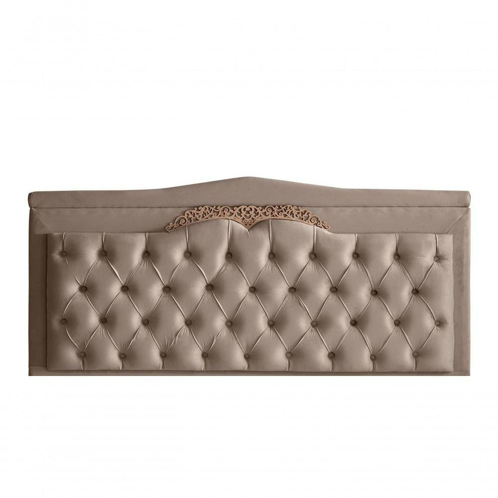 Cabeceira De Cama Box Painel Barcelona Casal 140 Cm Retro Capitonê Botão Encapados Suede Capuccino Do Lar Móveis