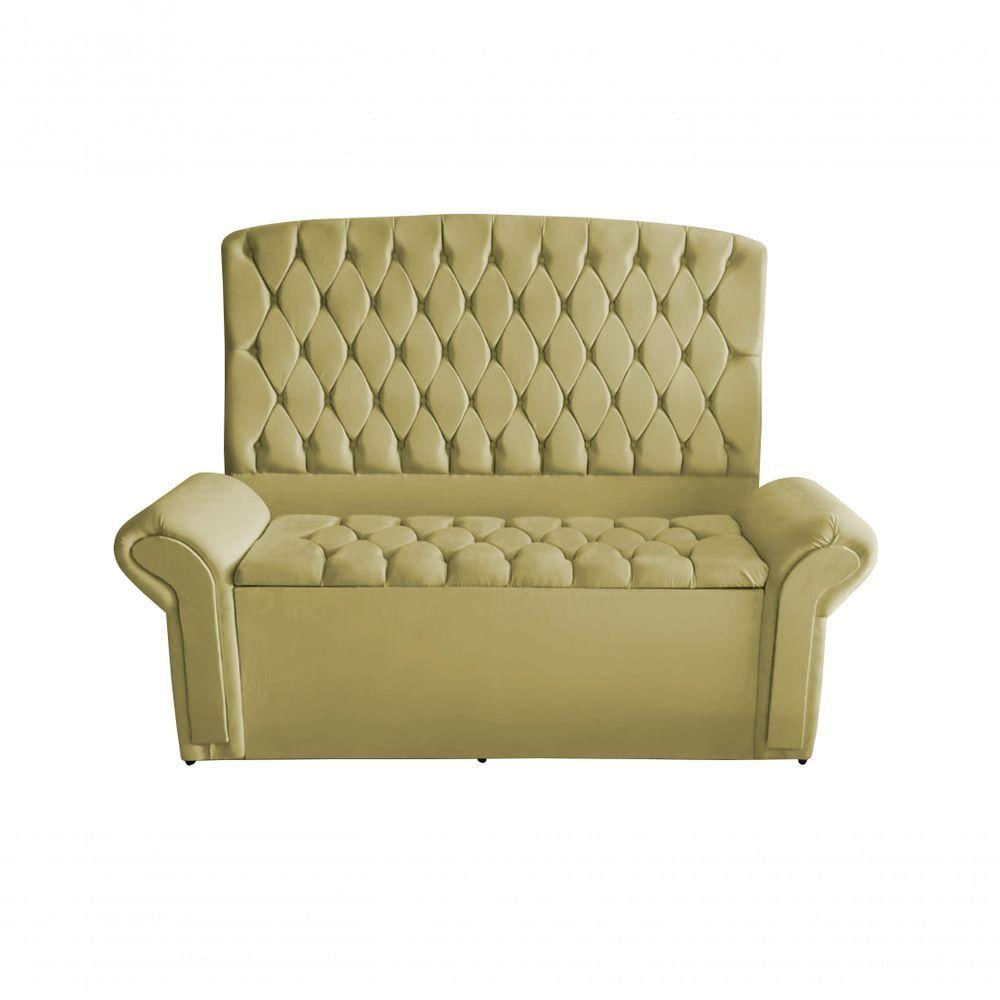 Kit Dubaí Cabeceira De Cama Box Casal E Recamier Baú Queen 160 Cm Suede Bege Do Lar Móveis