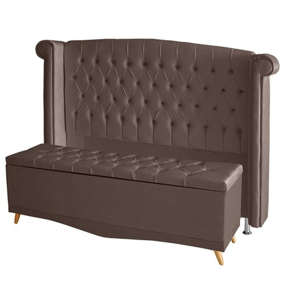 Kit De Quarto Cabeceira De Cama Box E Calçadeira Baú Toquio Casal 140 Cm Suede Rosê Do Lar Móveis E Decoração
