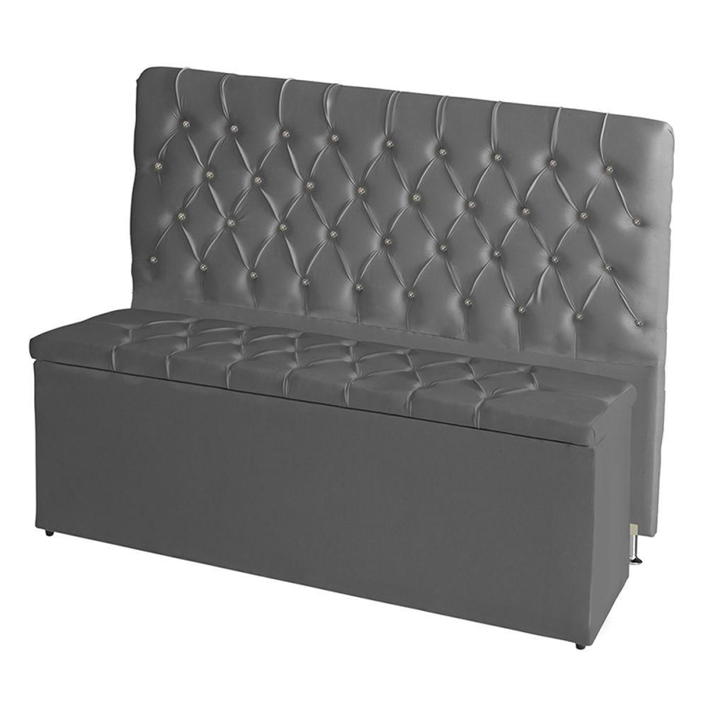 Kit Cabeceira De Cama Box E Calçadeira Baú Paris Casal 140 Cm Capitonê Suede Grafite Do Lar Móveis