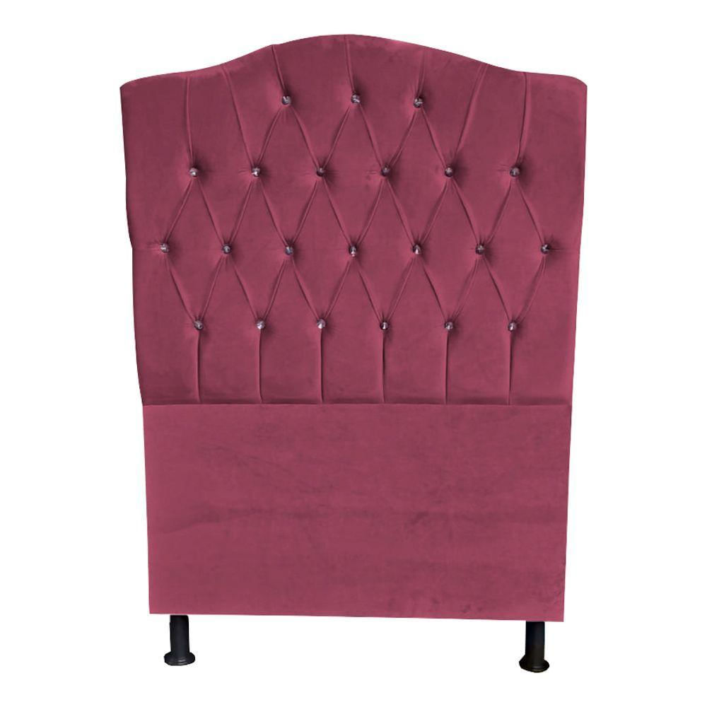 Cabeceira De Cama Box Princesa Solteiro 90 Cm Botão Strass Suede Rosê Do Lar Móveis