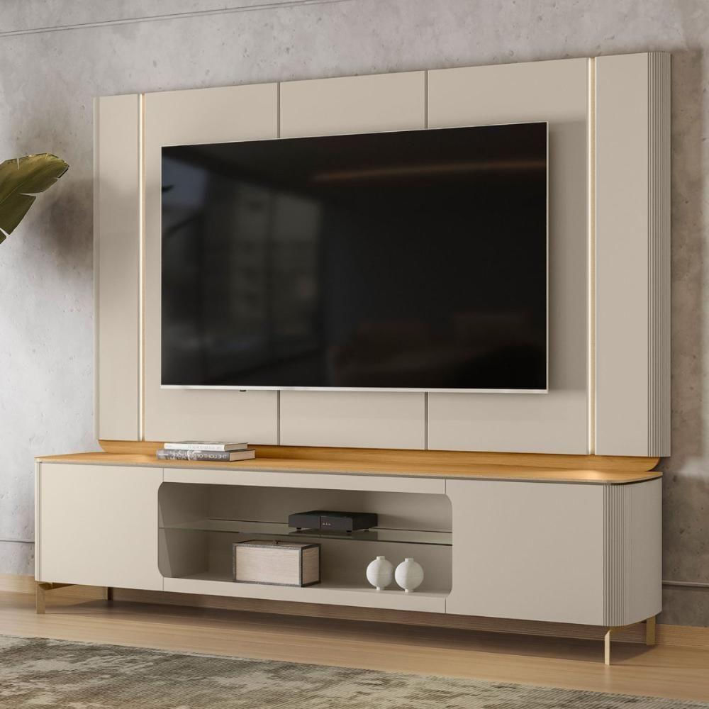 Conjunto Painel E Rack Quebec Tauari Off White