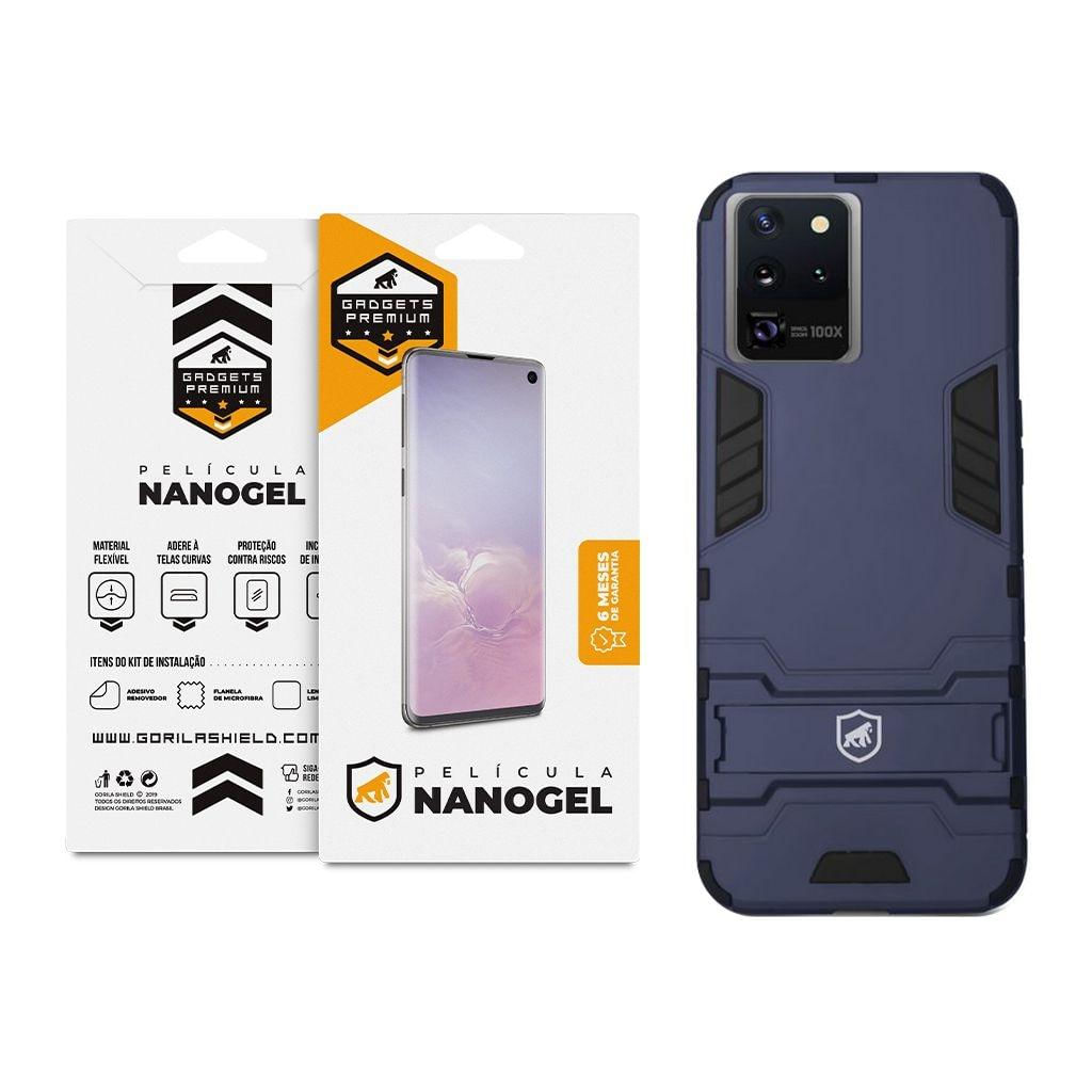 Kit Capa Armor e Pelicula Nano Gel Samsung Galaxy S20 Ultra - Gshield