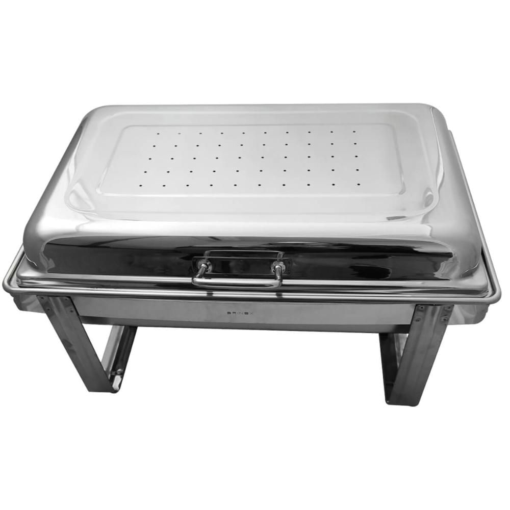 Rechaud Retangular Duplo 8L com 2 Cubas 1/2 Banho Maria Aço Inox Savoy Brinox