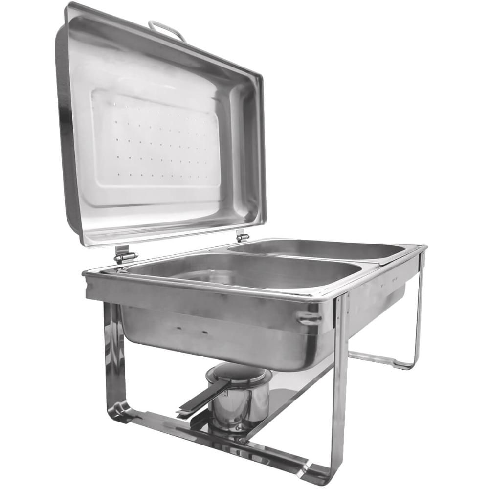 Rechaud Retangular Duplo 8L com 2 Cubas 1/2 Banho Maria Aço Inox Savoy Brinox