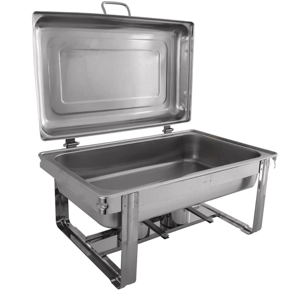 Rechaud Retangular Duplo 8L com 2 Cubas 1/2 Banho Maria Aço Inox Savoy Brinox