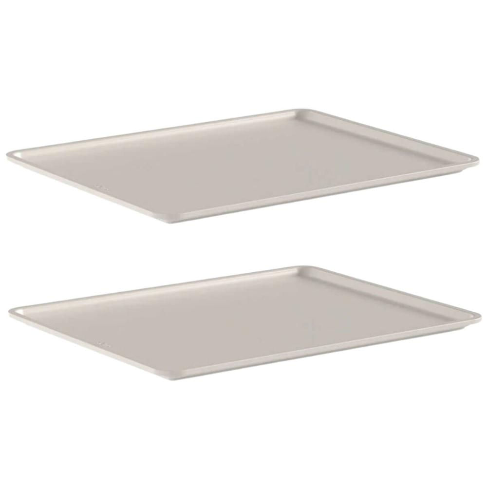 Kit 2 Tampas para Cesto Flow Bege 34x27x1,3cm Caixa Organiza