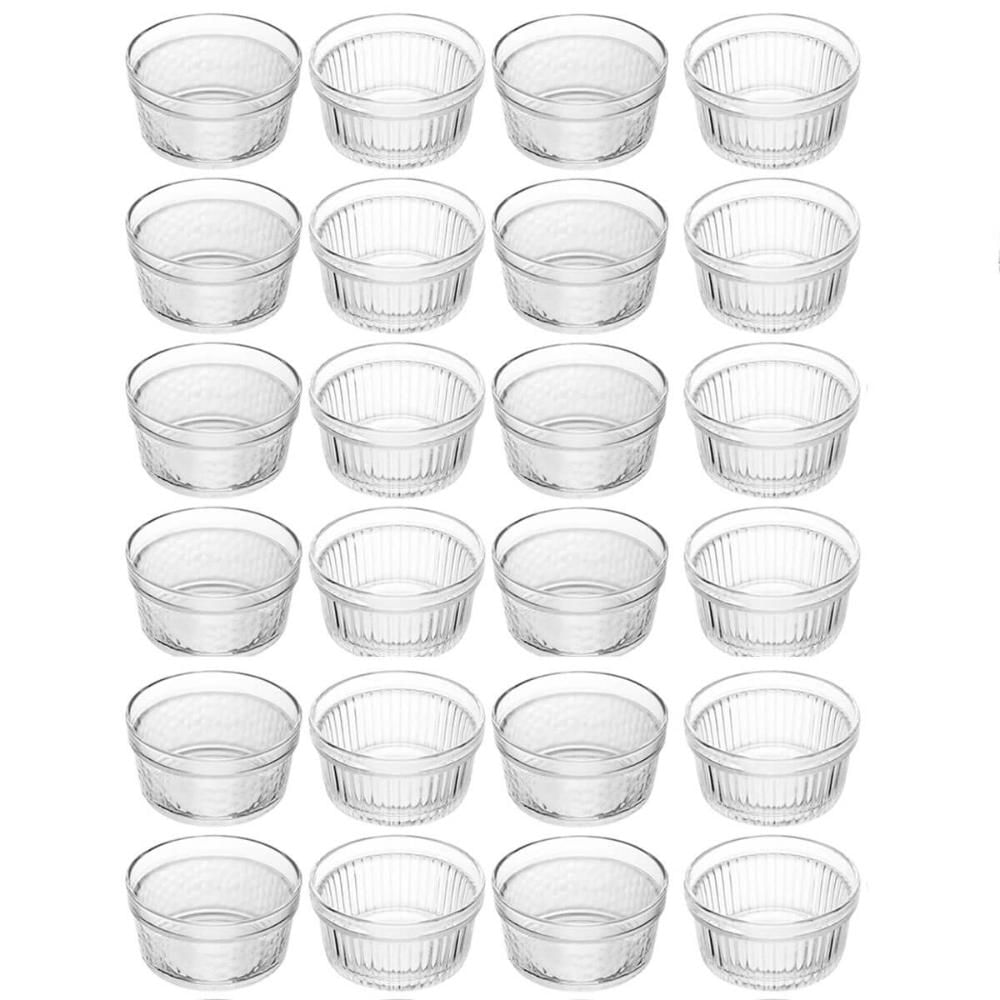 24 Ramequins de Vidro 200ml Cumbuca Molheira Porta Condiment