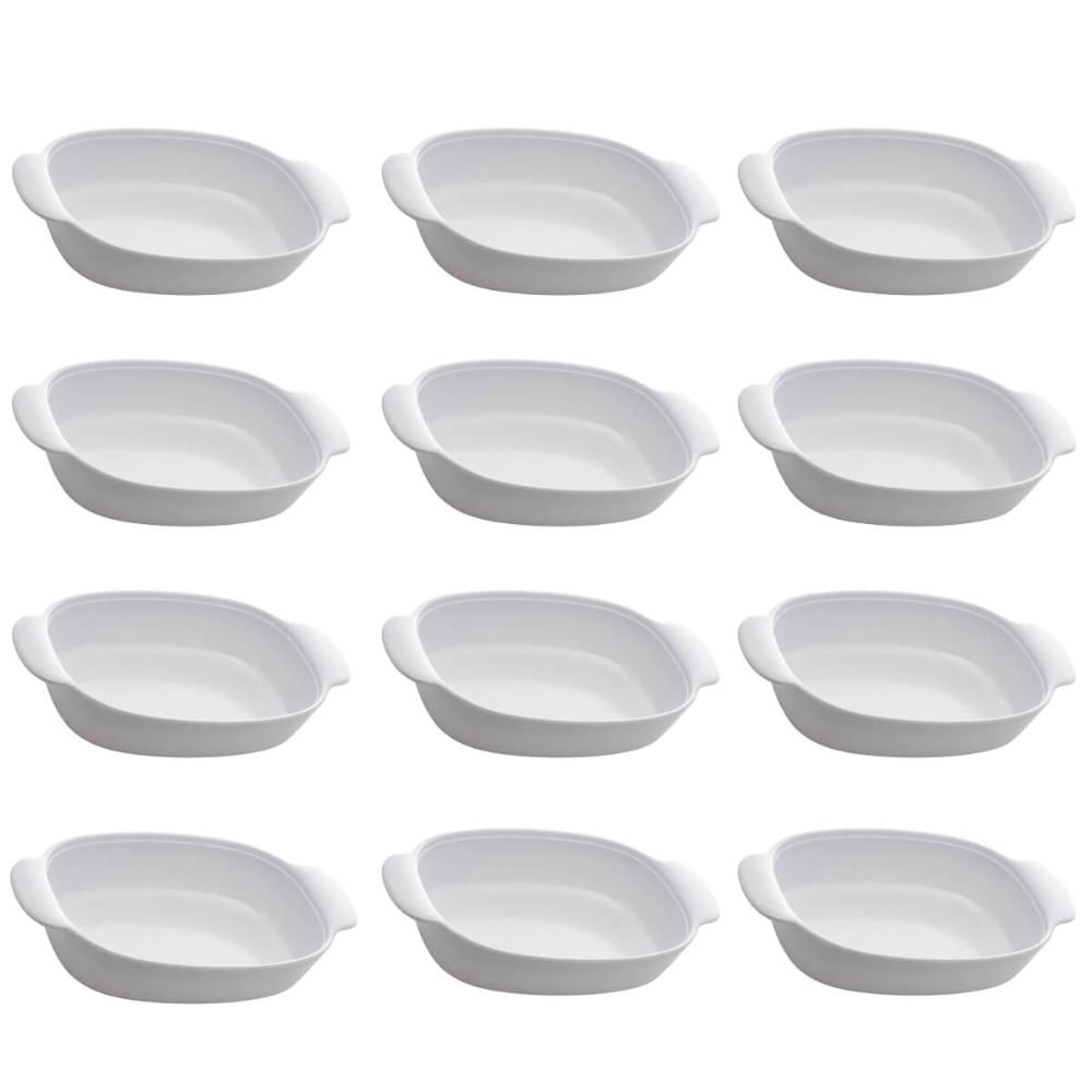 Conjunto 12 Travessas Melamina Branca com Alça Oval 31,5x18cm Milão Lyor