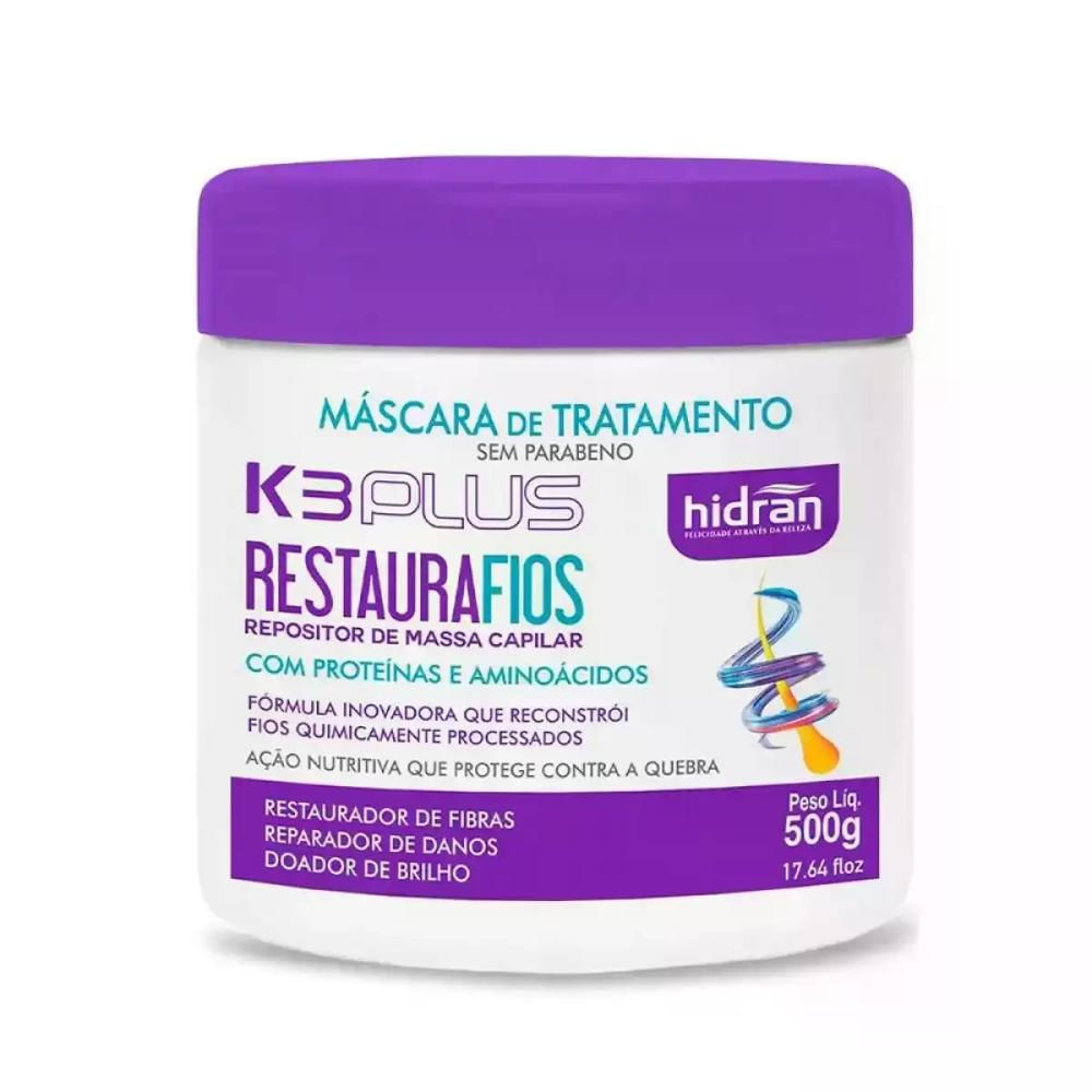 Máscara K3 Plus Restaura Fios Hidran 500G