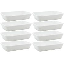 8 Travessas Refratárias de Porcelana Branca 29x20x5cm Restaurantes Buffet Línea Lyor Servir