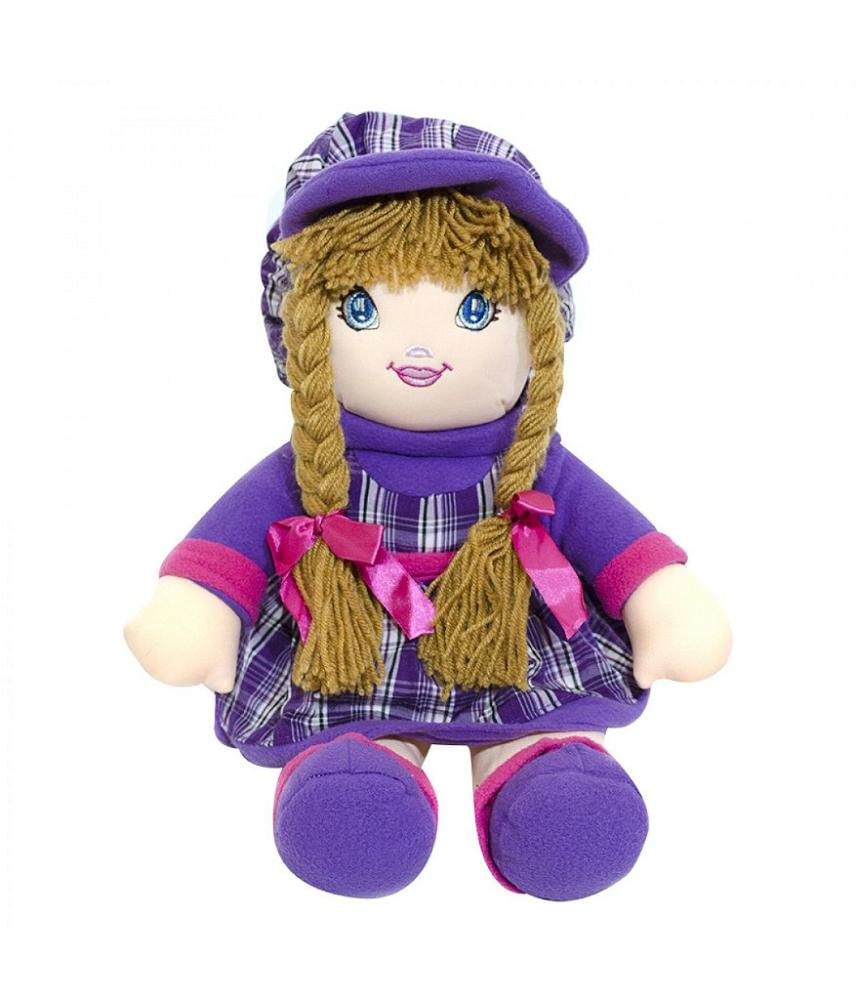 Boneca de Pano Xadrez Roxo Com Chapéu 54cm