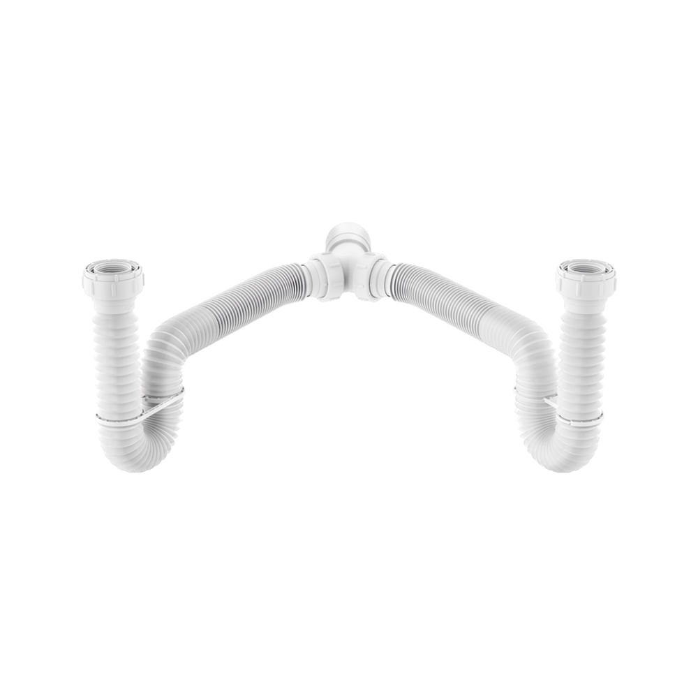 Sifão Duplo Sanfonado Extensível Censi 1,1m Branco