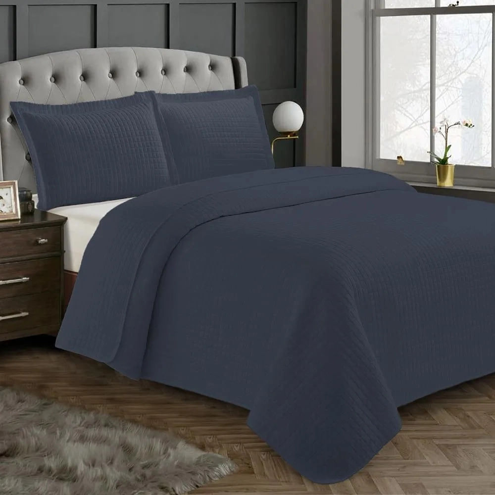 Kit Colcha Queen Cazza Boutis Unique em Microfibra Preto 3 Peças