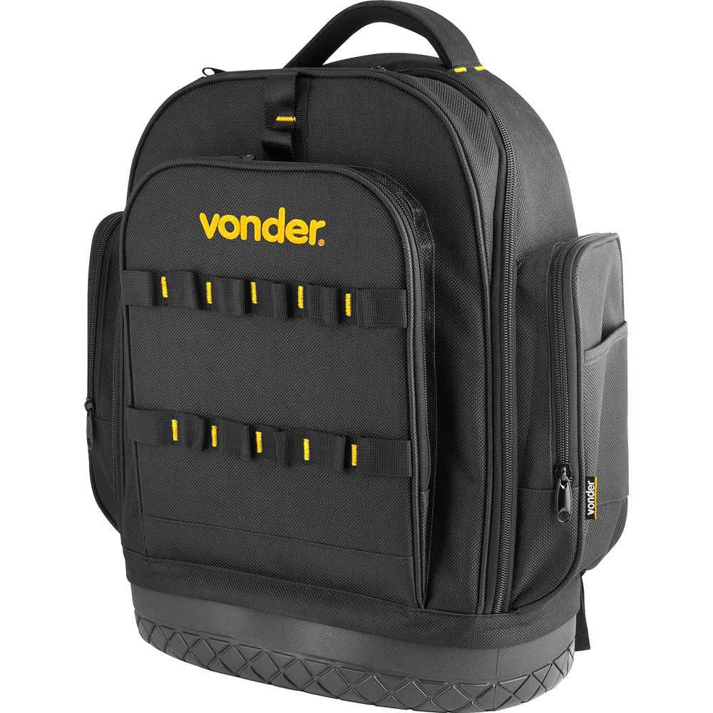 Mochila para Ferramentas Profissional Reforçada Base Borracha Vonder Preta