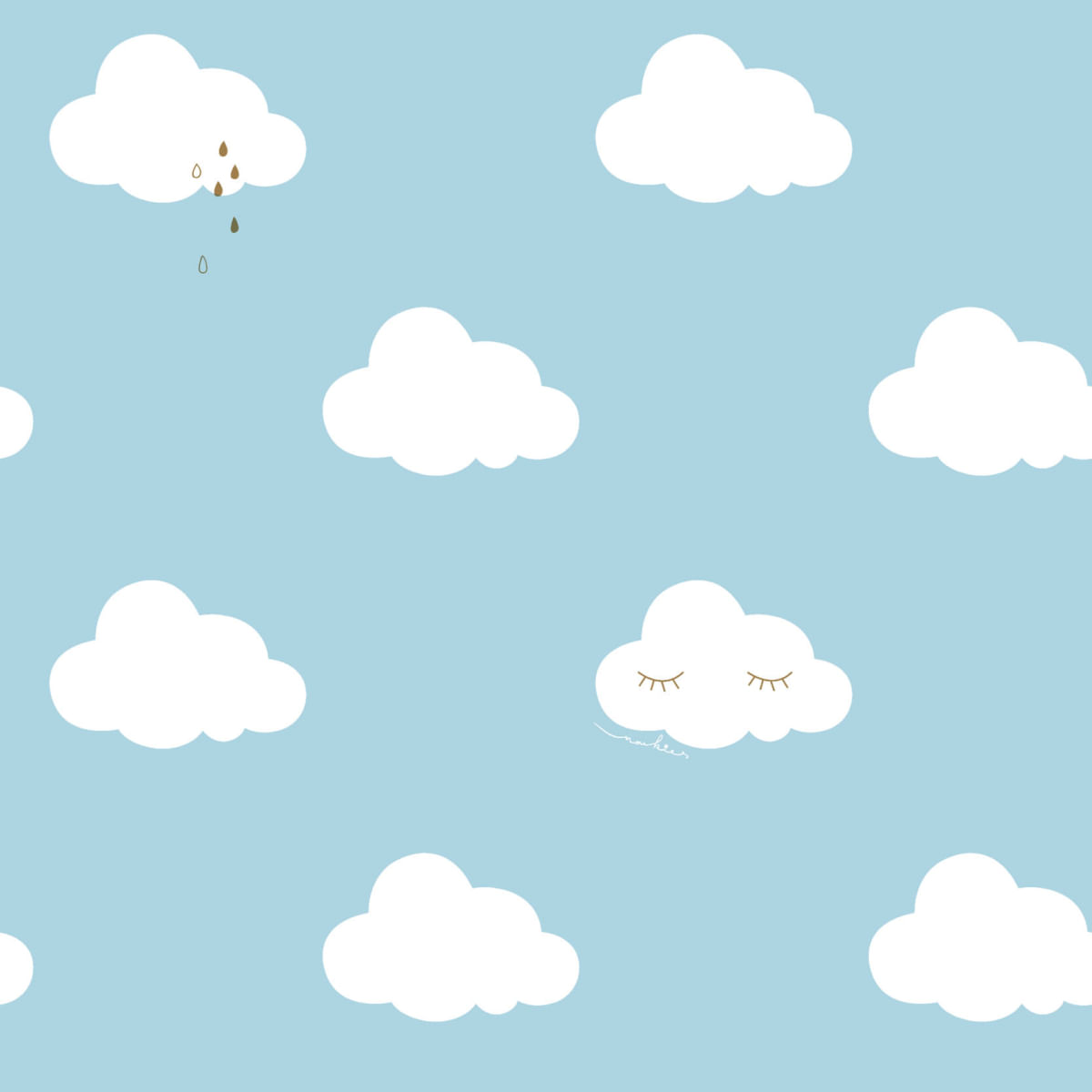 Papel de Parede Fofura Baby Nuvens Fundo Azul FF4013