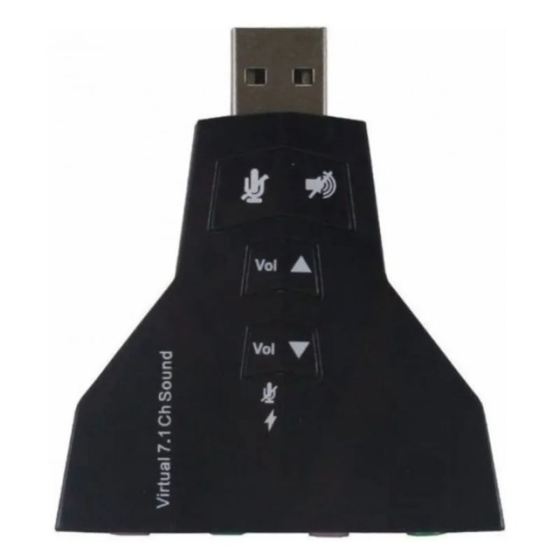 Placa De Som Usb Adaptador Áudio 7.1 Com P2 Pc Notebook