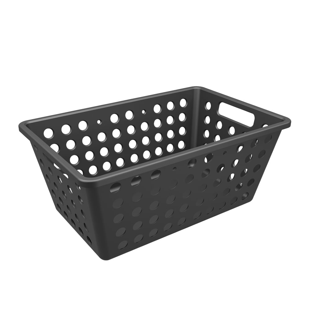 Cesta Organizadora Multiuso Coza em Plástico Preta Grande 28,8x19,1x12,3cm