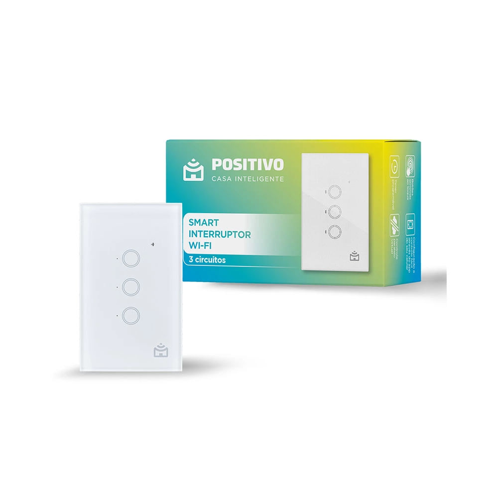 Smart Interruptor Positivo Wi-Fi Smart Home 10A 2.4 GHz 2.000W Bivolt Branco
