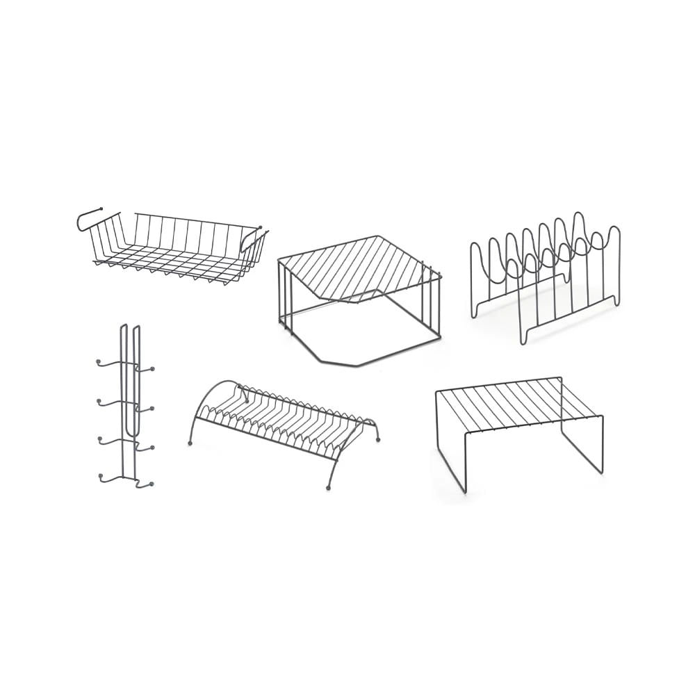 Kit Organização de Cozinha Arthi Krysp com 6 Peças Aço Cinza