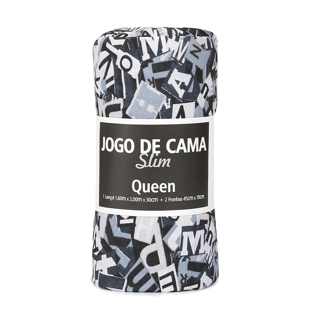 Jogo de Cama Queen Porto Franco Malha Slim Estampado 3 Peças