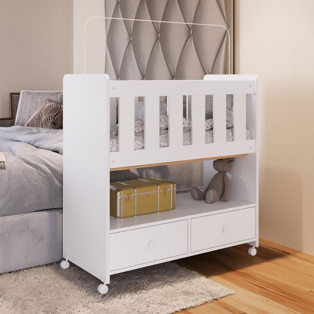 Mini Berço Moisés com 02 Gavetas e Colchão Branco