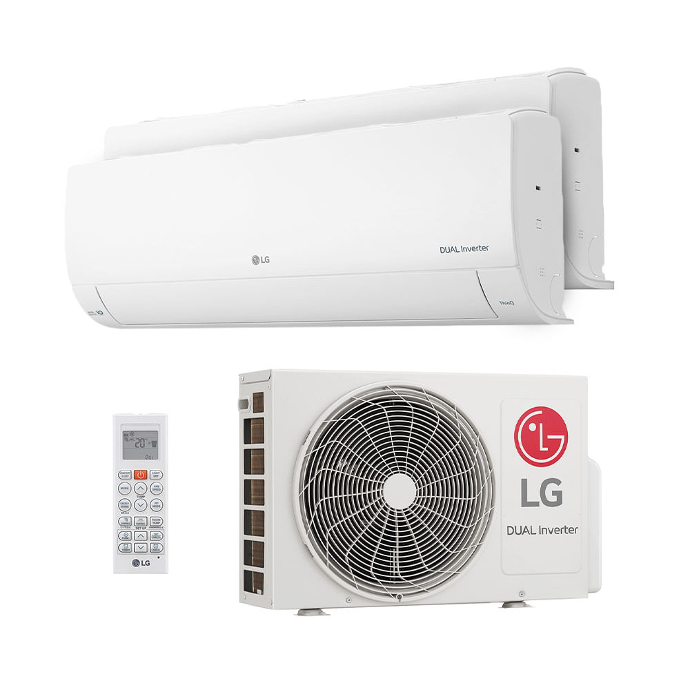 Ar Condicionado Multi Split Inverter R-32 Dual Inverter Voice +AI LG 16.000 BTUs (1 Evap 9.000 e 1 Evap 12.000) Frio 220V
